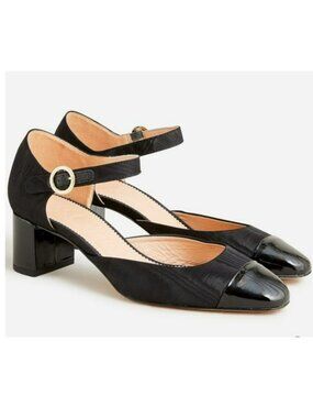 J. Crew Millie Ankle-strap Cap Toe Heels in moiré Women's 8.5